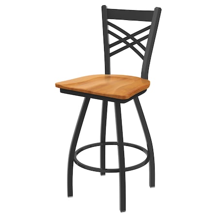 25 Swivel Counter Stool,Pewter Finish,Med Maple Seat